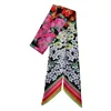 Small Floral Wrap Silk Scarf Variable Stripes Imitated Silk Printed Silk Scarf Women's Small Ribbon Headband Ribbon Scarf 6