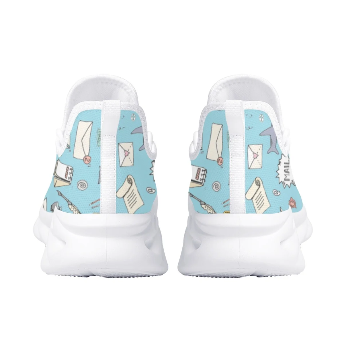 INSTANTARTS Cartoon Strong Girls Pattern Mesh Sneakers for Women Lightweight Lace-up Flat Shoes Wear Resistant Cushion Footwear