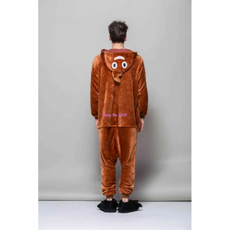 WAT Brown poop Kigurumi Onesie Unisex Adult Pajamas Sleepsuit Pyjama Cartoon Sleepwear Cosplay Costumes New
