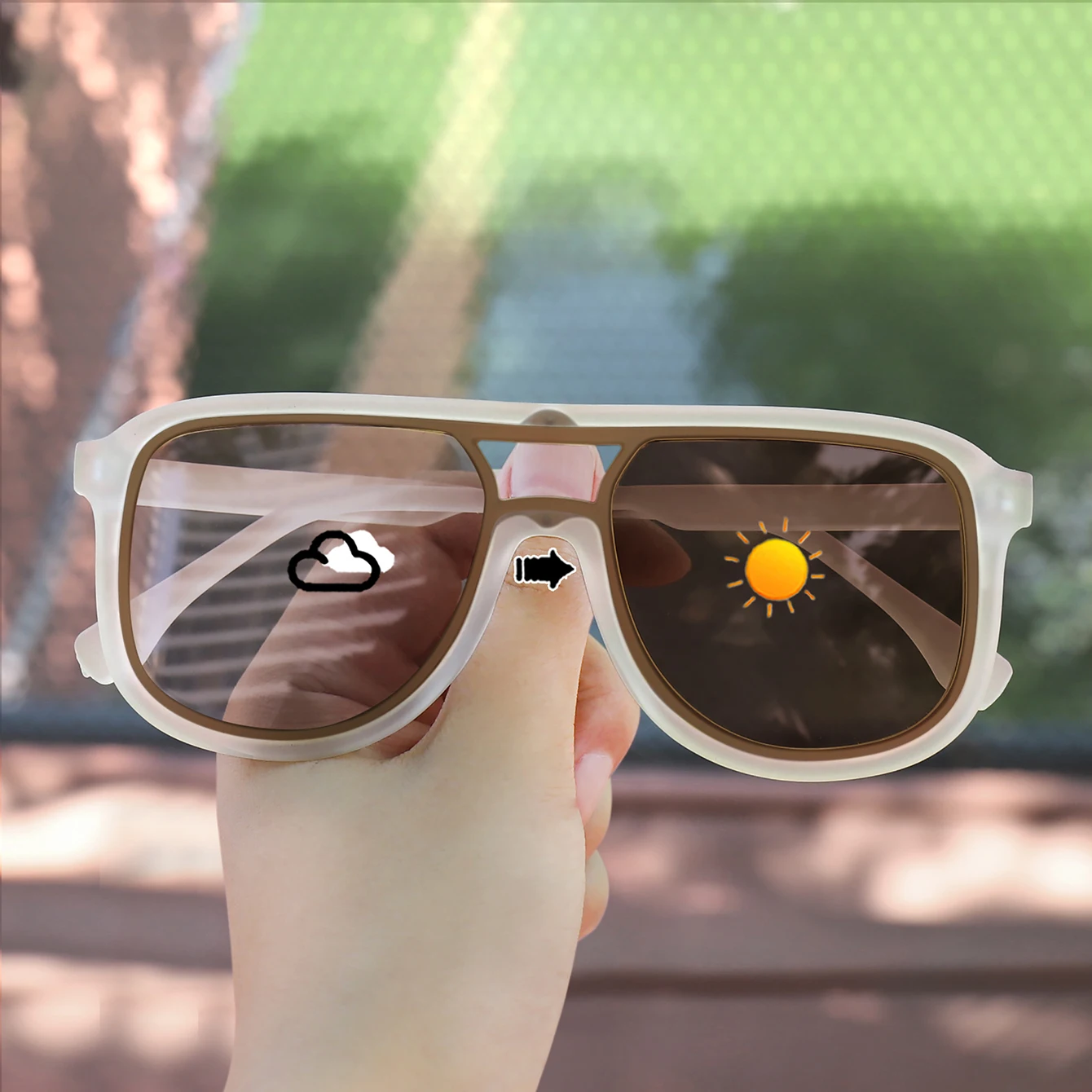Unisex UV400 Protection Photochromic Square Sunglasses