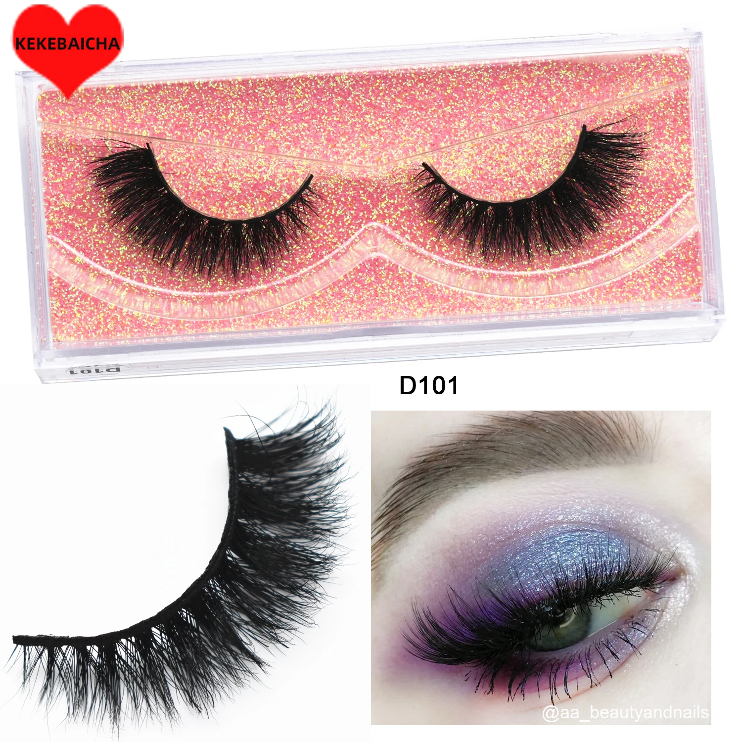 Description Picture 3 of itemMink Fake Eyelashes 3D Mink Lashes Natural Long False Eyelash Cruelty-free Mink Hair Fluttery False Lashes Makeup D101 Lash Gift