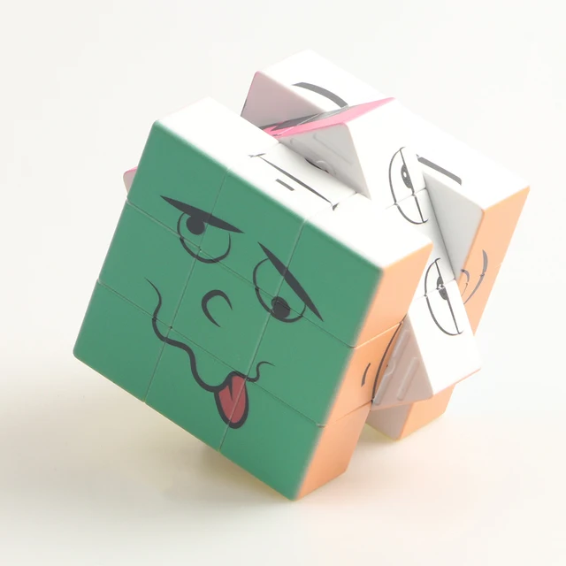 Magic Cube 3x3x3 Smiling face expression UV Fun Stress Relief Professional Smooth Speed Game Children's Puzzle Toys Gifts 6