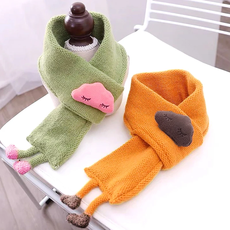 Cute Cartoon Clouds Children's Scarf Autumn Winter Baby Scarf Girls Boys Windproof Scarves Knit Wool Thick Warm Collar Shawl children scarf