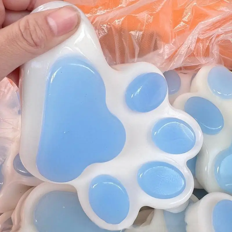 Cat Paw Squishys Fidget Toy Cute Plush Cat Paw Silicone Slow Rebound Pinch Decompressions Toy Stress Release Vent Toy 2