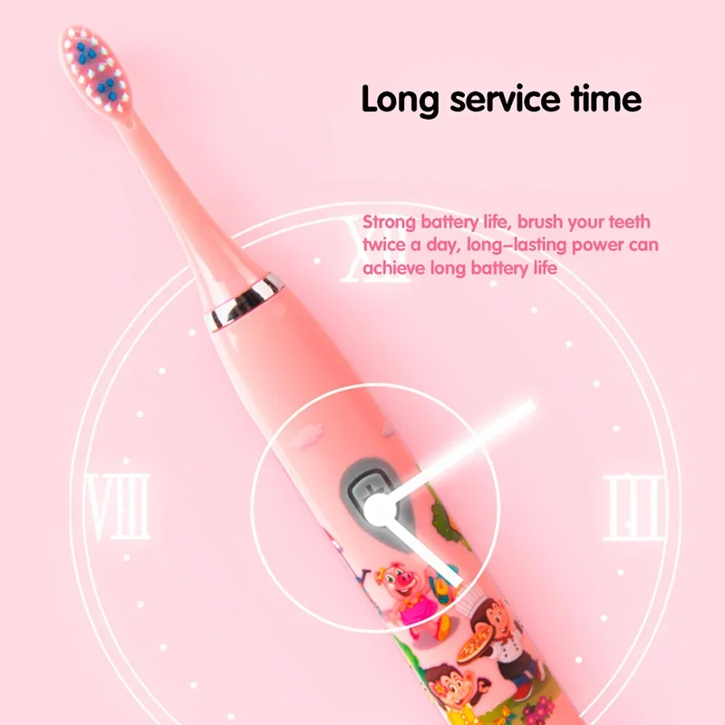 Sonic Children Electric Toothbrush Colorful Cartoon Cute Pattern Ultrasonic Rechargeable Soft Hair Smart Brush Oral Cleaning