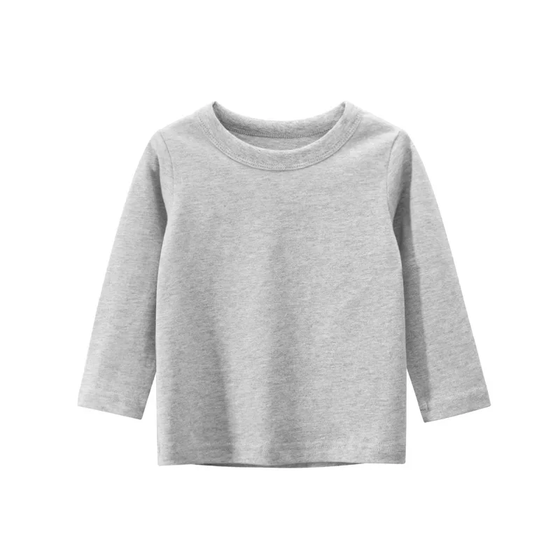 T-shirt à manches longues et col rond pour enfant, vêtement en coton solide, pour garçon et fille active de 2 à 9 ans, collection automne 2024