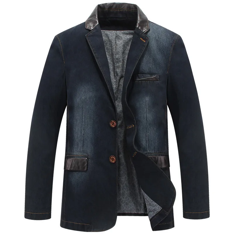 Casual Suit Navy Blue Denim Suit Men's Jacket XL Size