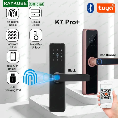 RAYKUBE K7 프로 + 지문 도어락 스마트 블루투스 투야 앱 원격 잠금 해제 키리스 전자 스마트 홈 2