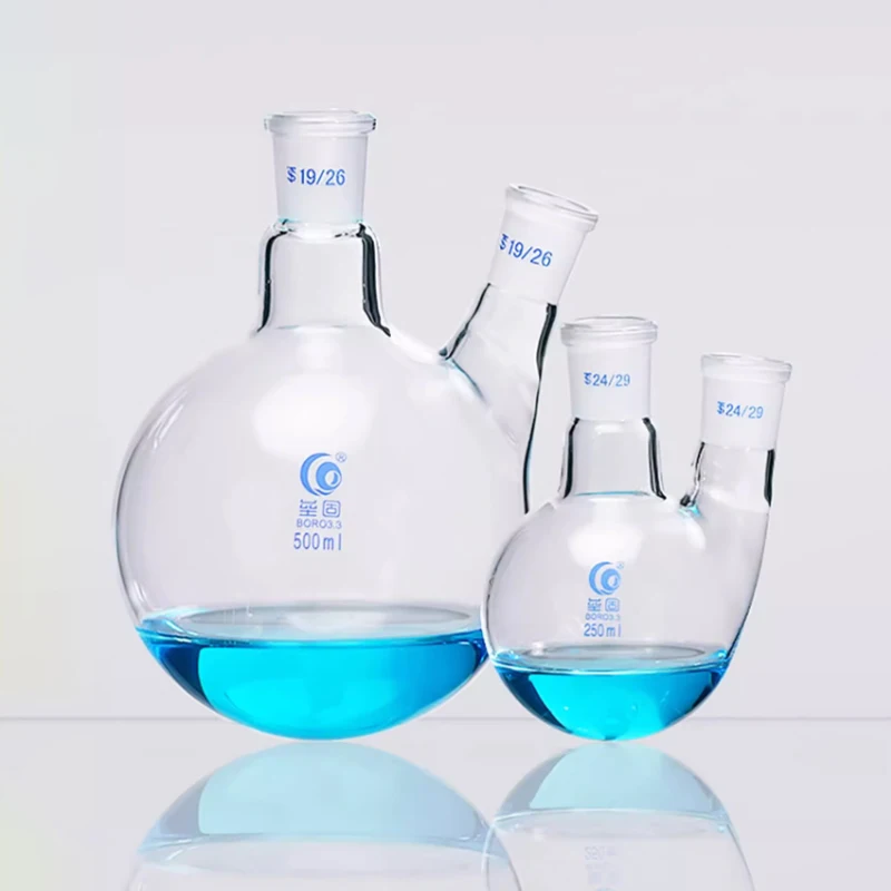 1pc 50ml-1000ml #24 Laboratory Distillation Flask Lab Straight/Oblique 2 Necks Round Bottom Glass Flasks