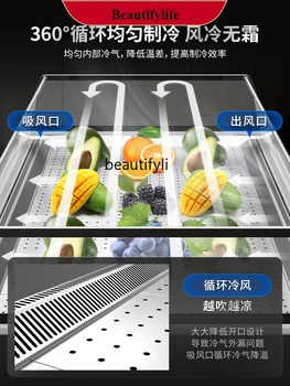 E132 Fruit Preservation Desktop Commercial Horizontal Fruit and Vegetable Refrigerated Display Fruit Cutting Air Curtain Open Fr