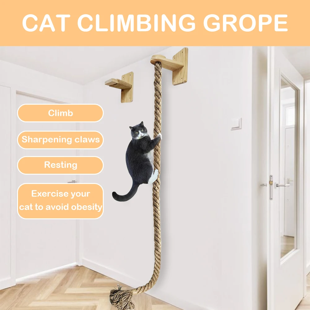 Cat Climbing Rope Wear Resist Climbing Training Rope Reusable Wall Mounted Rope for Cat Furniture Scratcher Play Equipment