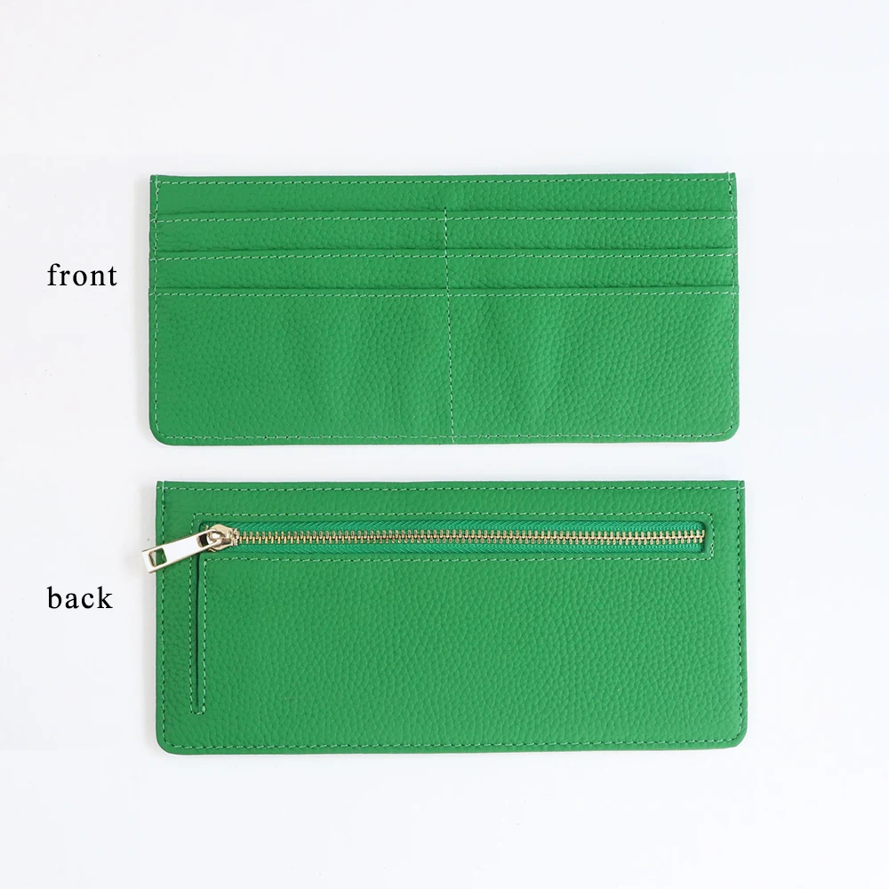 Elegant Genuine Leather Multi-Slot Card Case Wallet - Ultra-Thin Design with Premium Zipper