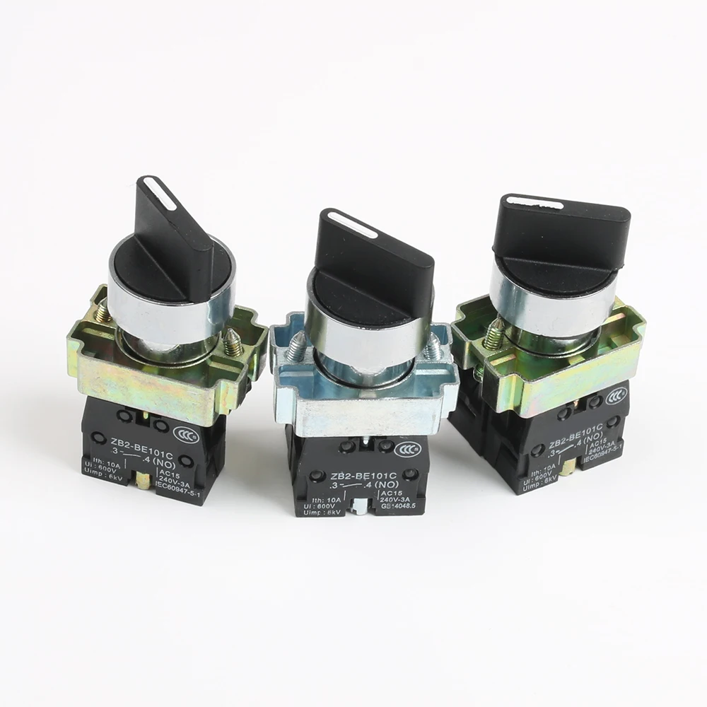 1pc XB2-BD21 BD25 BD33 BD53 BD73 1NO/2NO/1NO1NC 2/3 position Latching selector push button switch Momentary Reset Knob |