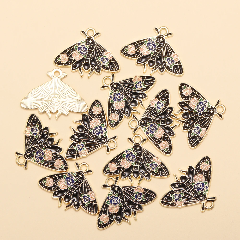 10 Stück Legierung Emaille Insekt Charms Farbige Motte Schmetterling Käfer Anhänger Zubehör DIY Herstellung Ohrring Halskette Schmuck Dekor Handwerk – Detail 14