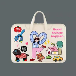 Stylish and Shockproof Laptop Sleeve - Cute and Protective Carrying Pouch - 13.3 - 14inch (Beige)