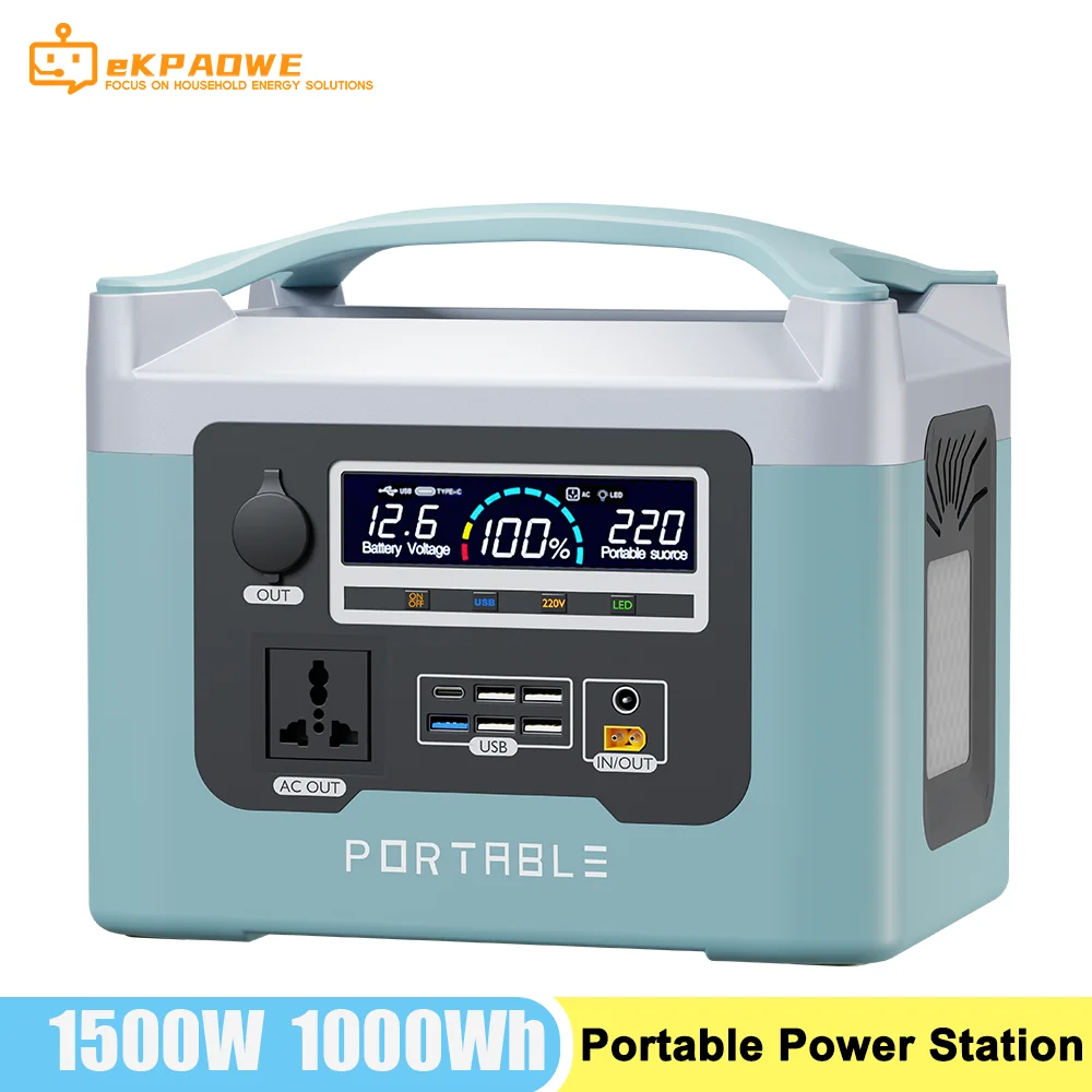 1500W 1000Wh Centrale Elettrica Portatile Generatore Solare 2000W Inverter Onda Sinusoidale Pura Energia Libera Bms Mppt Controller Integrato
