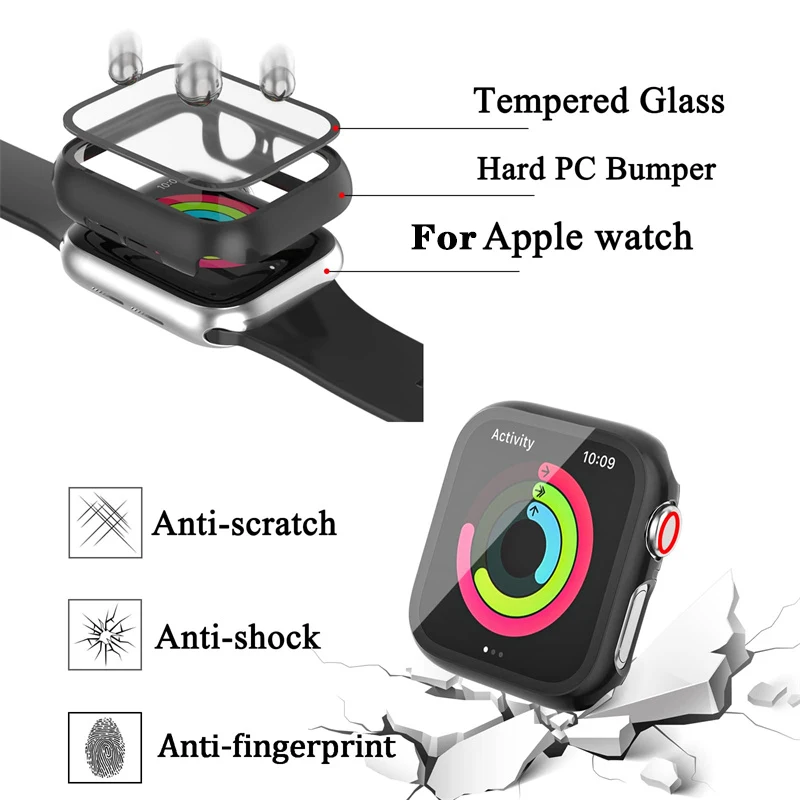 Premium Apple Watch Glass & Protective Bumper Case with Screen Protector - Enhanced Durability & Full Coverage