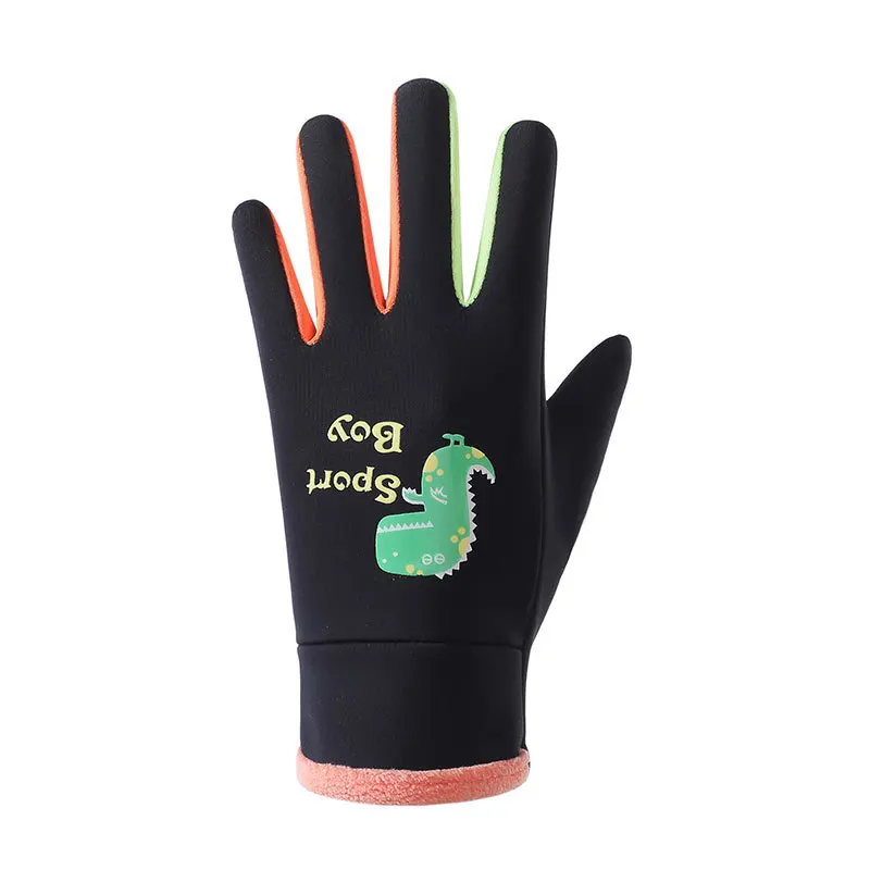 Children's Gloves Cartoon Fluorescence Outdoor Cycling Dinosaur Sports Warm Winter Spring Skiing Windproof Gloves Boys Girls 4
