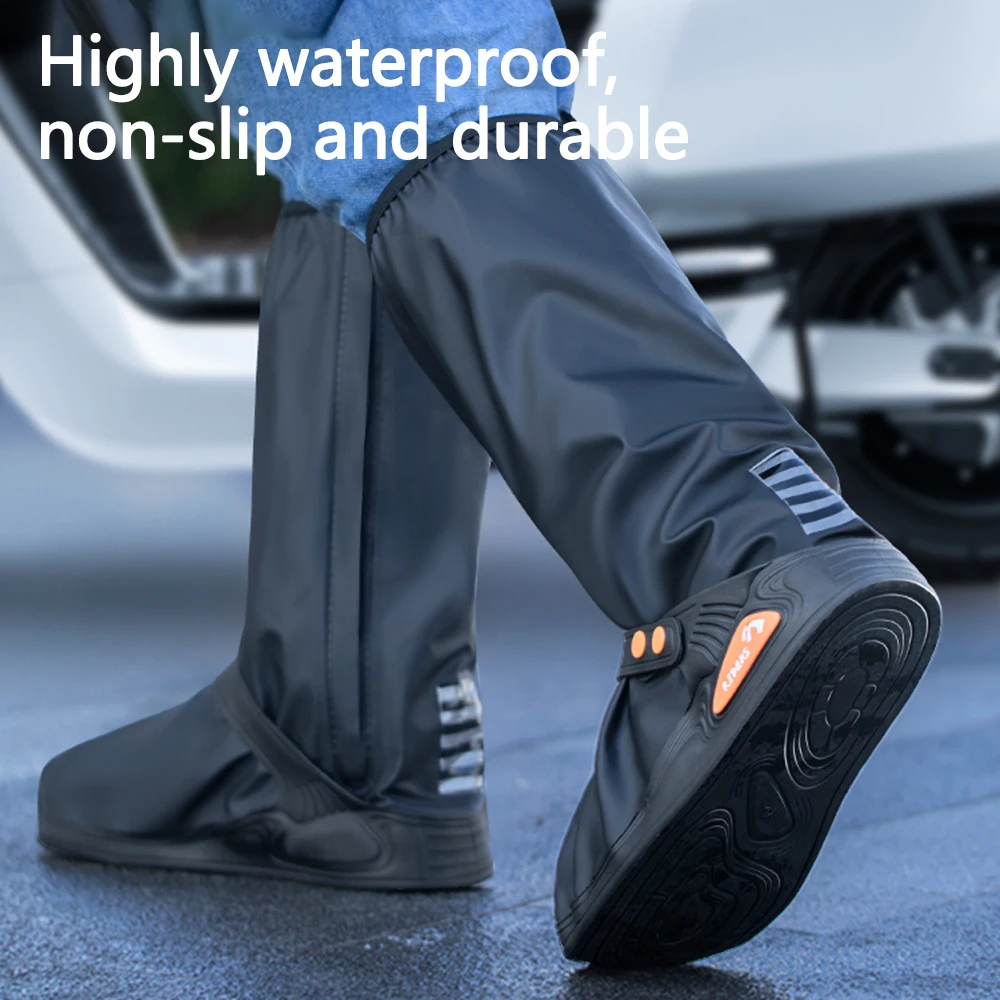 Long Style Waterproof Rain Boot Shoe Covers High Top Reusable for Motorcycle Cycling Bike-New Raincover Protection Covers