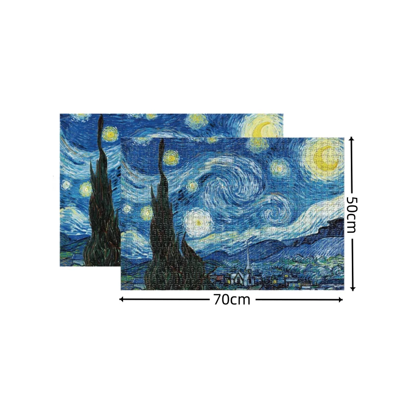 Adult Jigsaw 1000Pcs Large-scale Puzzles Game World Famous Painting Starry Night Patience and Matching Skill Kids Teenager Toys