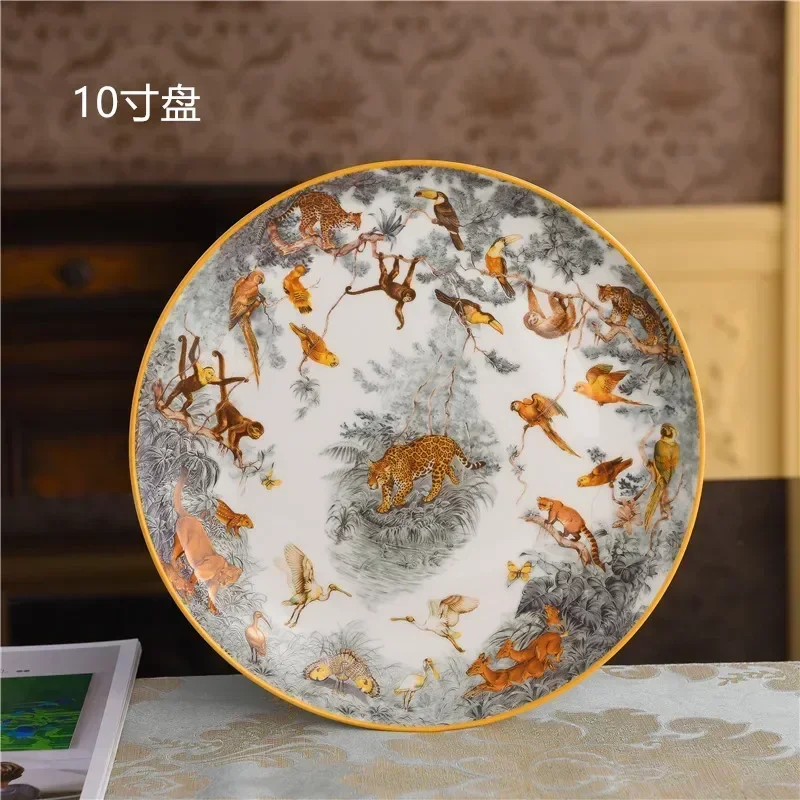 European Bone China Steak Plate Model Room Equator Jungle Series Coffee Cup Set Afternoon Tea Cup Household Dinnerware Set