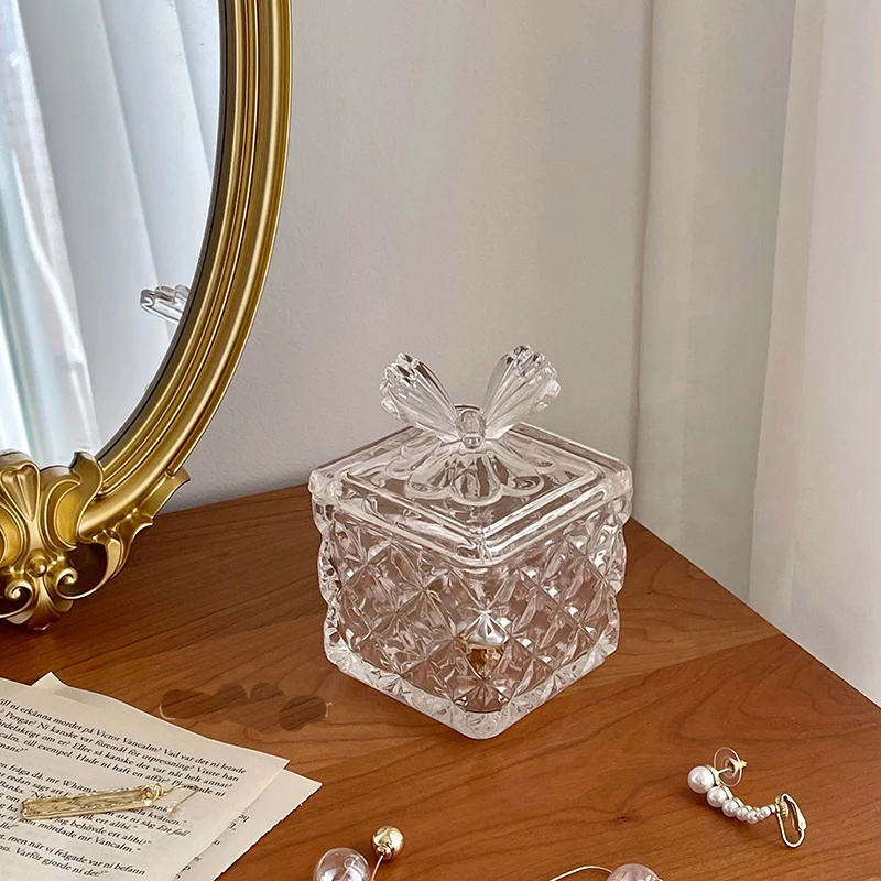 Love Heart Shape Crystal Glass Candy Jar, Dried Fruit Plate, Sugar Bowl, Jewelry Box with Lid, Living Room 6