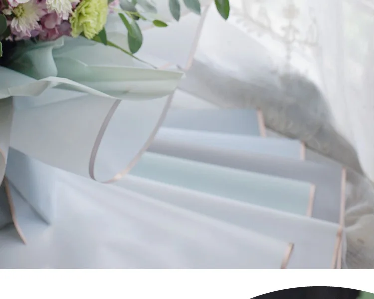 20pcs/lot Golden Border Rose Floral Wrapping Paper Korean Style Semitranparent Gift Wrap Florist Flower Bouquet Wrapping Paper