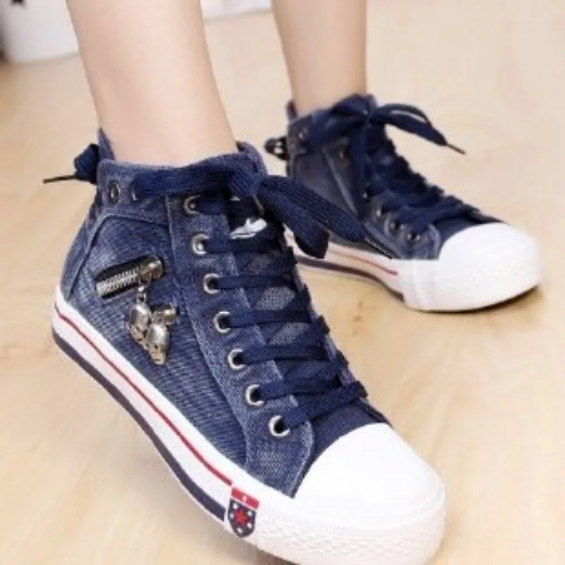 

Лидер продаж 2024, повседневные холщовые высокие туфли на шнуровке для женщин, спортивные Нескользящие Туфли с круглым носком