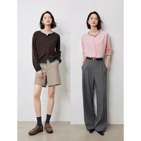 TOYOUTH Women Knitted Sweater 2024 Autumn New Contrasting Color Single Breasted Button Long Sleeve Round Neck Cardigan - Image 5
