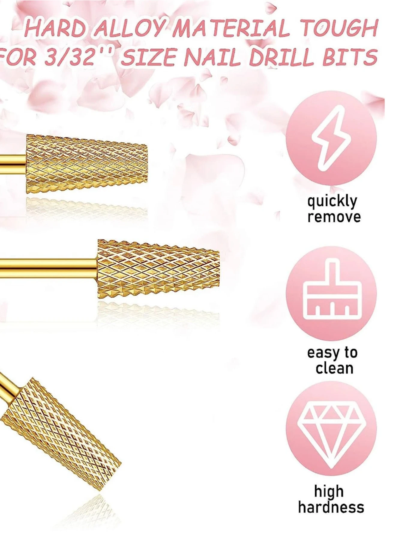 Nail Drill Bits 3/32'' - Small Barrel Carbide Bit  for Professional Finish, Gently Remove, Buff & Polish Gel Nails, Nail Art Ped - 2