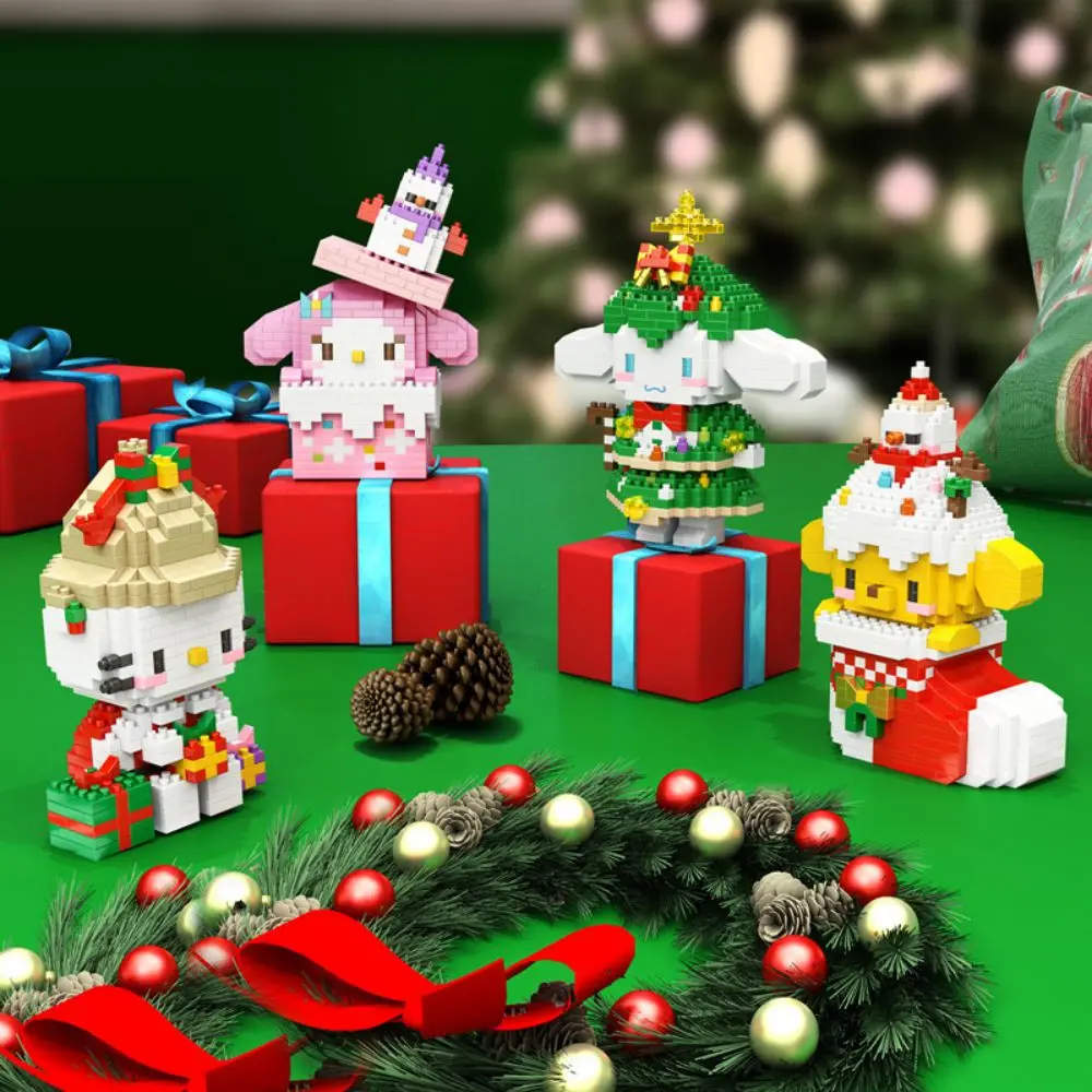 

Sanrio Building Blocks Cartoon Hello Kitty Splicing Model Assembled Toys Christmas Series Cinnamoroll Creative Xmas Gift Decor