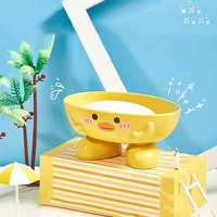 Soap Dish With Drain Duck Shape Bathroom Drain Soap Storage Container 1