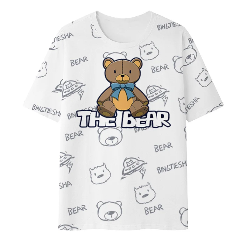 Three dimensional fashion men's and women's T-shirts round neck short sleeve boys' girls' | Мужская одежда