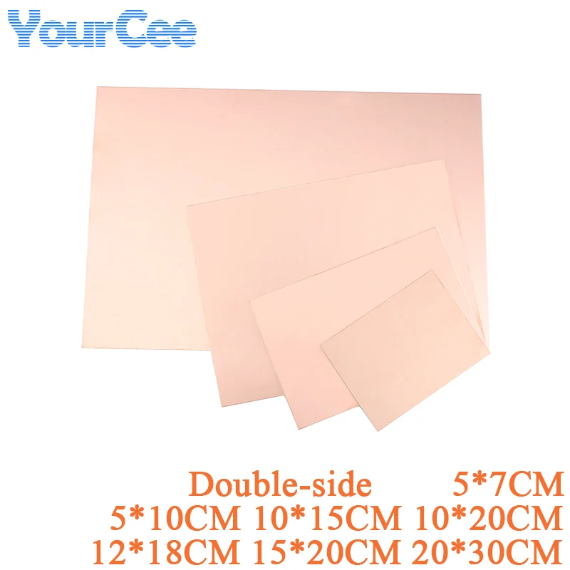 Doppio Lato Pcb 20*30Cm 15*20 12*18 10*20 10*15 5*10 5*7Cm Fibra Epossidica Rame Placcato Laminato Laminazione Elettronica Fai Da Te