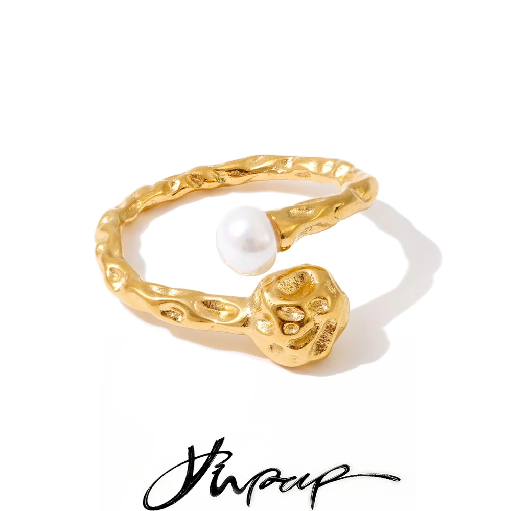 Yhpup Stainless Steel Adjustable Ring Jewelry