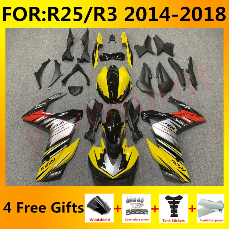 

NEW ABS Motorcycle Injection Fairing Kit fit For YZF R25 R3 R 25 3 2015 2016 2017 2018 Bodywork Fairings kits set black yellow