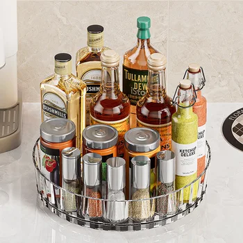 Vassoio rotante portaspezie dispensa armadio giradischi con base contenitore portaoggetti organizer da cucina per scatola di immagazzinaggio cosmetici per condimenti 1