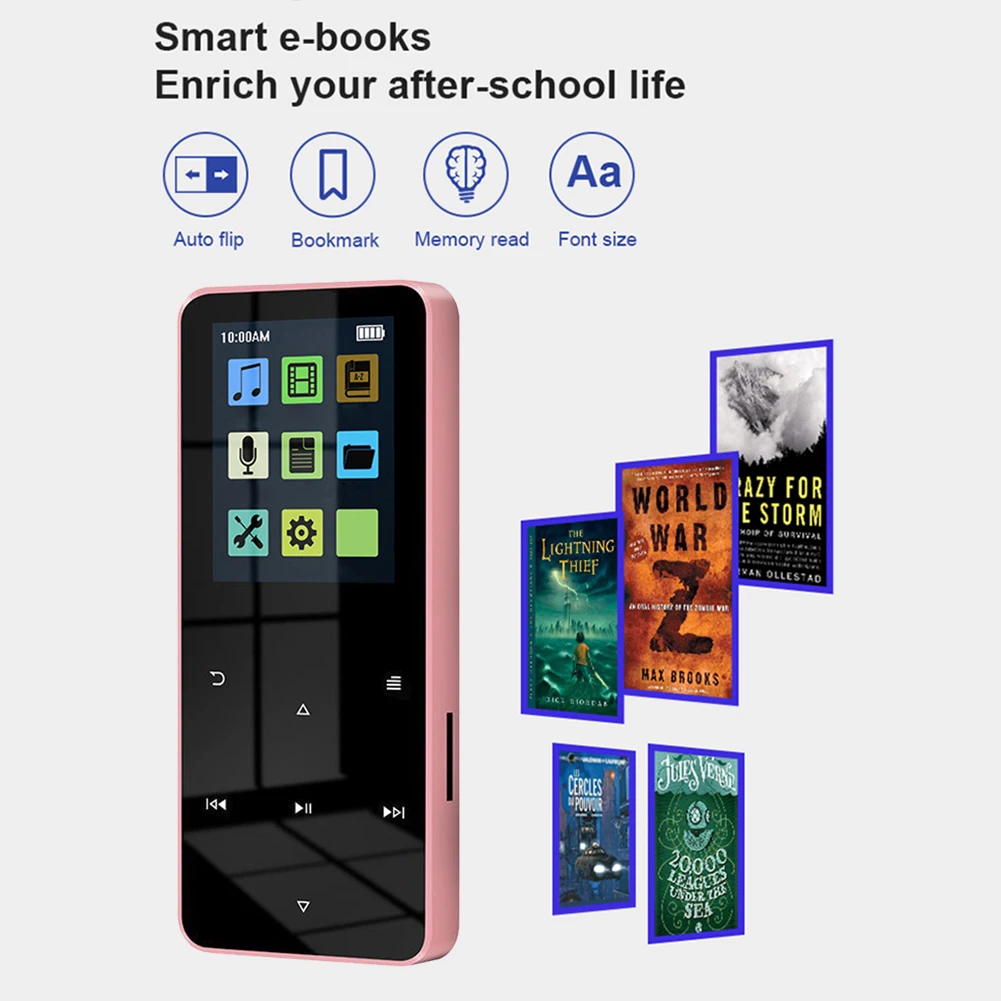 80GB Music MP3 Player Speaker Bluetooth-Compatible 5.0 Digital Audio Player 300mAh Battery E-Book Alarm Clock FM Radio