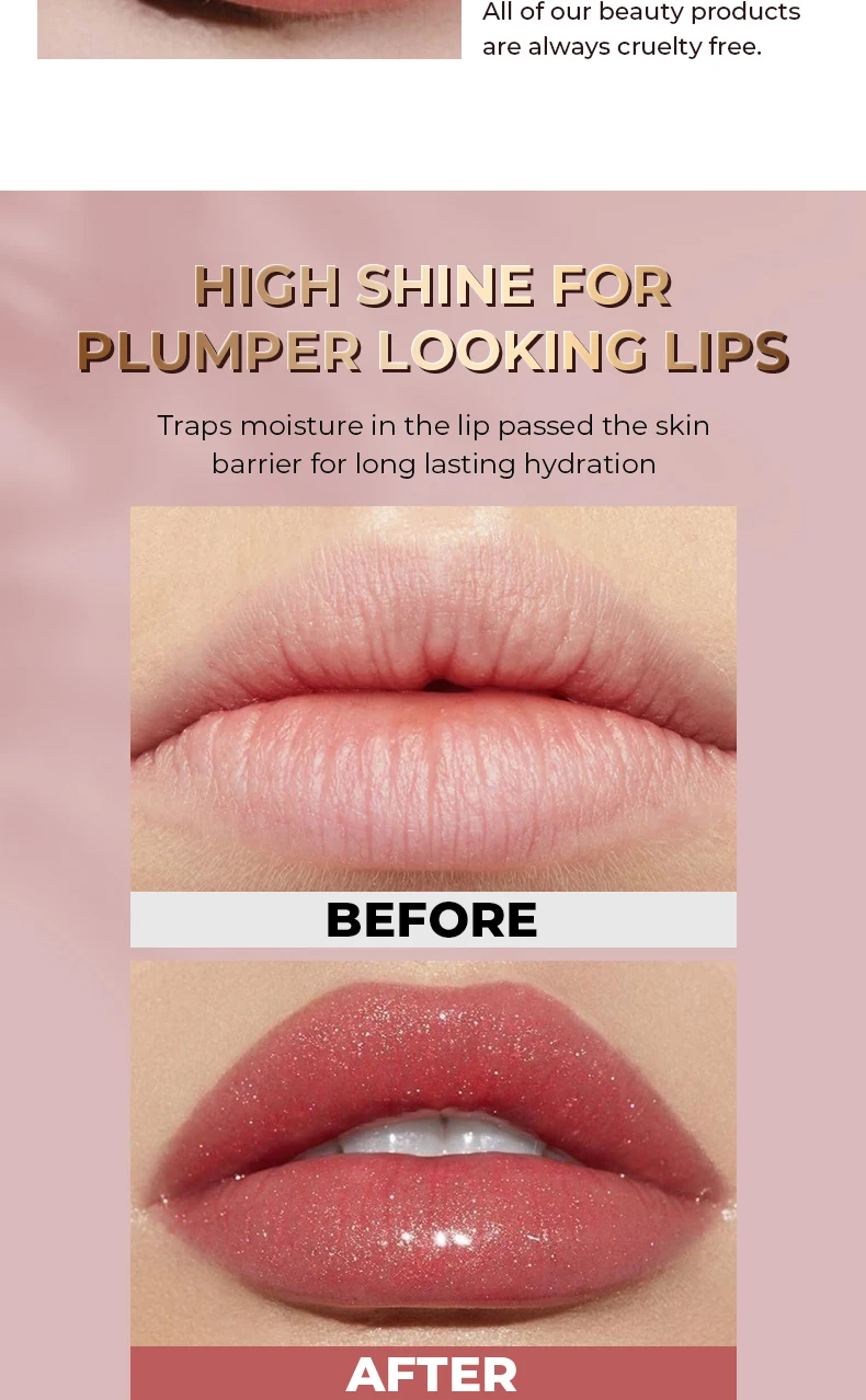 Description Picture 6 of itemBeauty Glazed Gleaming Lip Gross Mirror Pearl Glitter Lip Tint Moisturizing Lip Plumping Sexy Shimmer Diamond Liquid Lipstick
