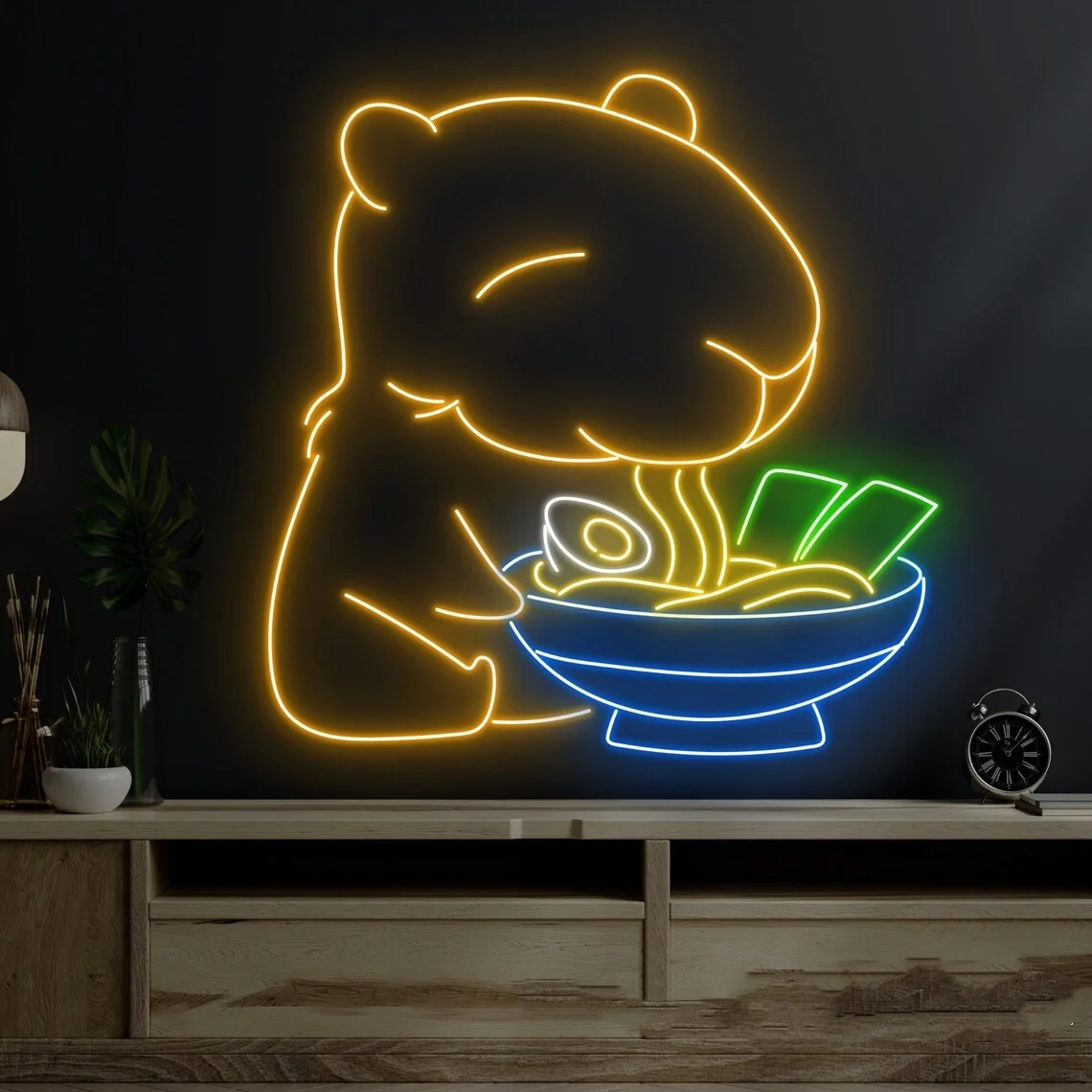 

Capybara Ramen Neon Sign Custom Neon Sign Ramen Restaurant Decor Noodles Store Art Ramen Lover Gifts