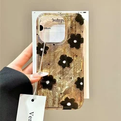 Vintage Brown and Black Floral Tinfoil Pattern Phone Case Cover for iPhone 13 (T7847)
