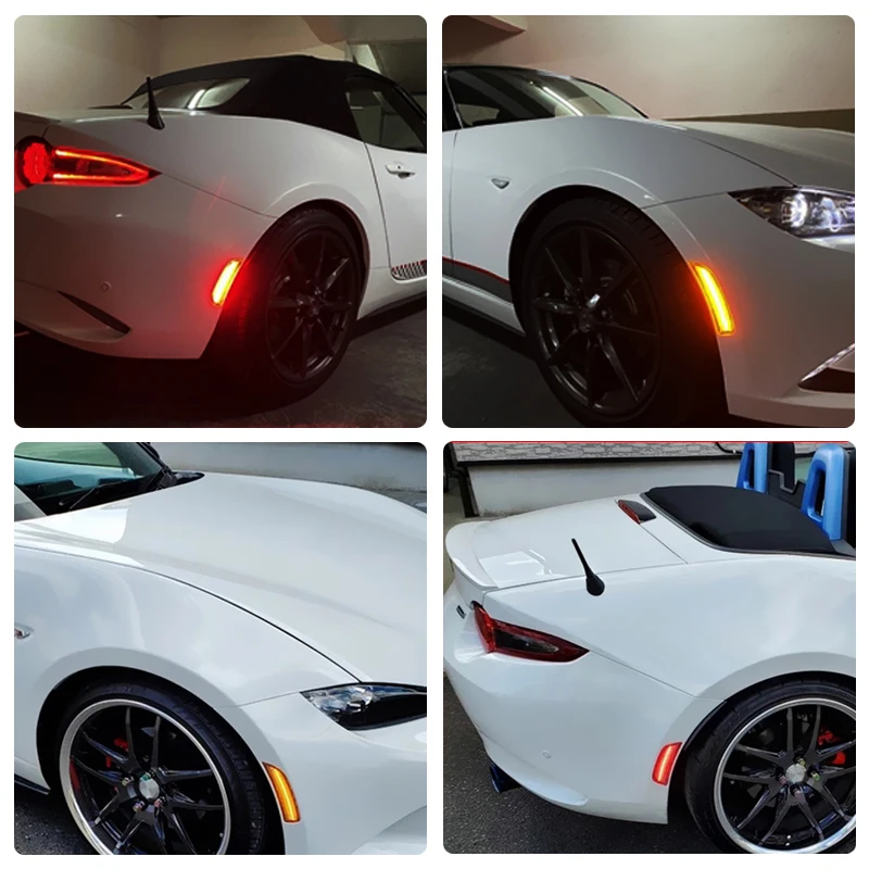 For Mazda MX-5 MX5 Miata 2016-2023 Clear & Smoked Lens LED Side Marker Lamp Amber Front Red Rear Side Fender Reflector Lights