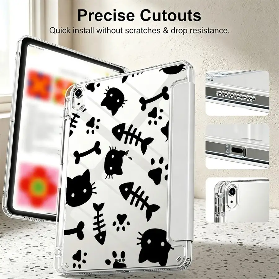 Cute Cat Tablet Case with Pen Slot Cover