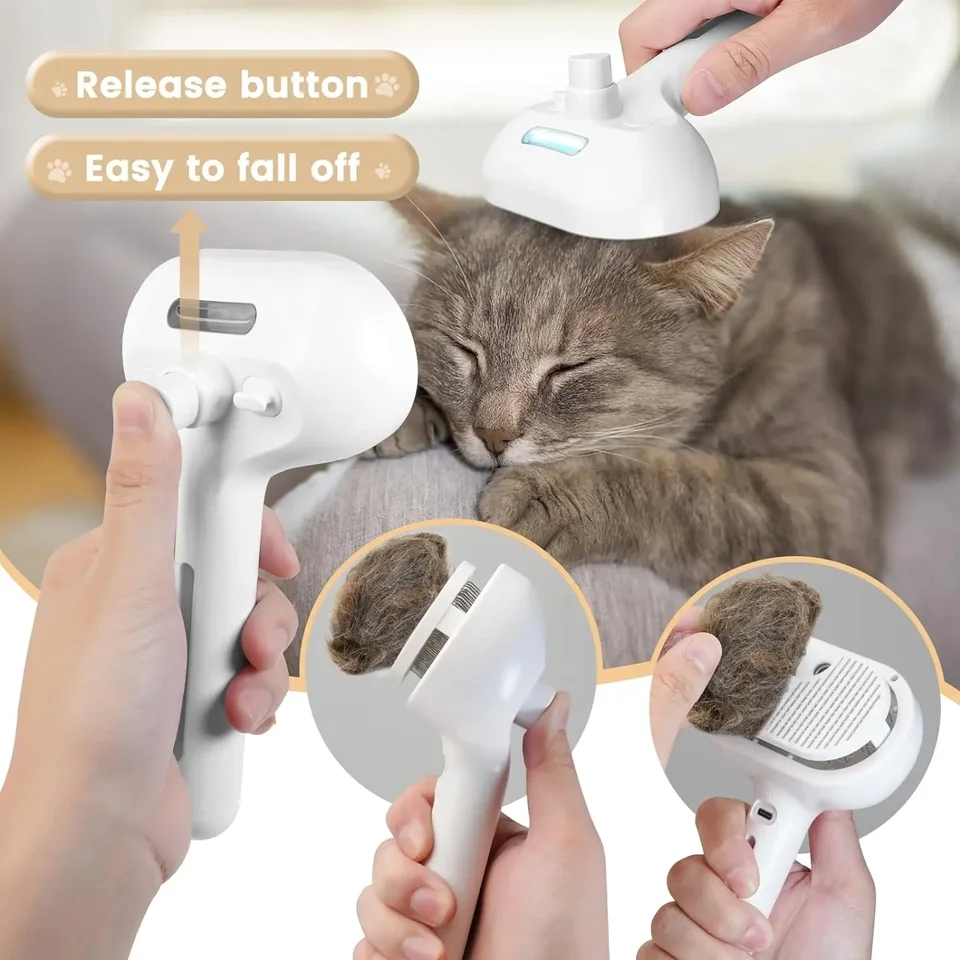 3-in-1 Dog Cat Electric Pet Cleaning Steam Spray Massage Hair Removal Comb Anti-Tangle Brush_voghion.com