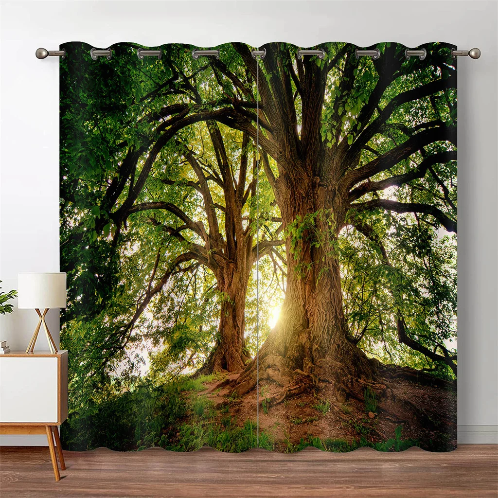 Curtain Curtain Rings Forest Print Curtains, Woodland Tree Drapes ...