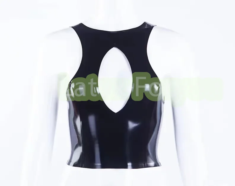 

Natural Latex Top Lucy With O Ring Zipper Rubber Gummi Female Sleeveless Vest Slim Open Front Fitted Daily Wear Various Colors