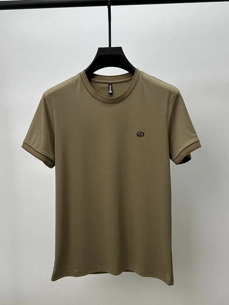 Modisches Marken-T-Shirt mit Prägung für Herren, kurzärmelig, Sommer, leicht, atmungsaktiv, neu, hochwertig, koreanischer Stil, lässiges Rundhals-Oberteil – Detail 13