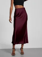 21 Colors New 2026 Women's Elegant High Waist Satin Long Skirts Female Summer Solid Color Faldas - Image 3