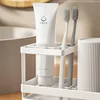 1PCSMultifunction Steel Frame Toothbrush and Toothpaste Holder Mouthwash Cup Storage Stand Rack Bathroom Counter Organizer Shelf 4