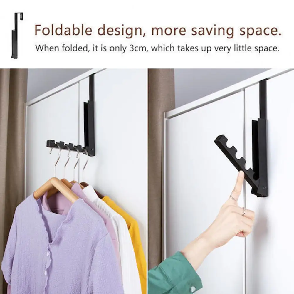 Folding Door Hanger Bedroom Door Hook Space-saving Retractable Clothes Rack Laundry Drying Hanger for Bedroom Wardrobe Indoor